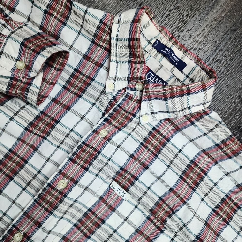Vintage Chaps Ralph Lauren Men XL Shirt Red Plaid Long Sleeve 90's Button Up Y2K